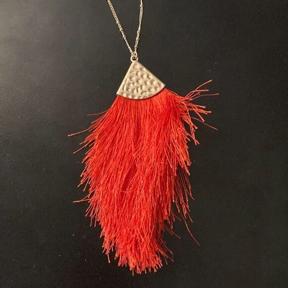 RIAH FASHION Bohemian Silky Thread Fan Tassel Statement Necklace - Vintage Gold - Picture 1 of 3